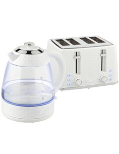 HOMCOM Kettle and Toaster Set, 1.7L 3000W Rapid Kettle with Strix Thermostat, 4 Slice Toaster with 7 Browning Controls, Cream