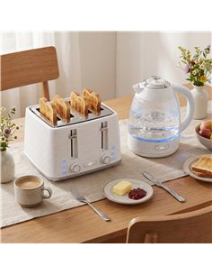 HOMCOM Kettle and Toaster Set, 1.7L 3000W Rapid Kettle with Strix Thermostat, 4 Slice Toaster with 7 Browning Controls, Cream 2