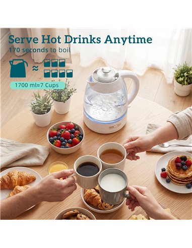 HOMCOM Kettle and Toaster Set, 1.7L 3000W Rapid Kettle with Strix Thermostat, 4 Slice Toaster with 7 Browning Controls, Cream