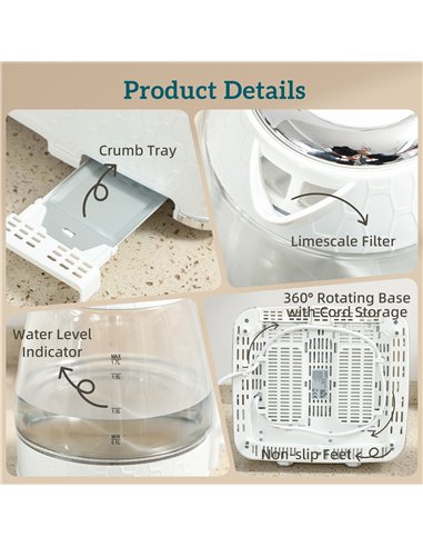 HOMCOM Kettle and Toaster Set, 1.7L 3000W Rapid Kettle with Strix Thermostat, 4 Slice Toaster with 7 Browning Controls, Cream