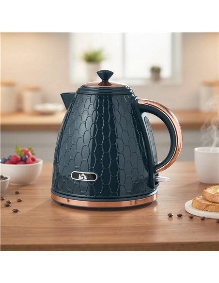 HOMCOM 3000W Rapid Boil Honeycomb Kettle - Dark Blue