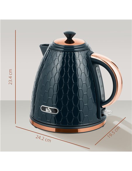HOMCOM 3000W Rapid Boil Honeycomb Kettle - Dark Blue