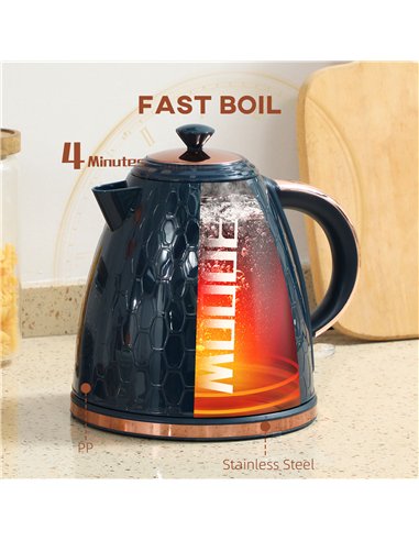 HOMCOM 3000W Rapid Boil Honeycomb Kettle - Dark Blue