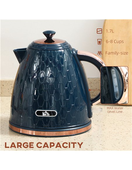 HOMCOM 3000W Rapid Boil Honeycomb Kettle - Dark Blue