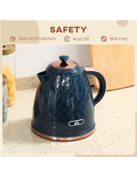 HOMCOM 3000W Rapid Boil Honeycomb Kettle - Dark Blue