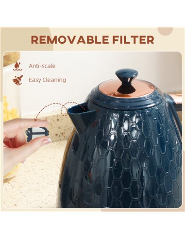 HOMCOM 3000W Rapid Boil Honeycomb Kettle - Dark Blue