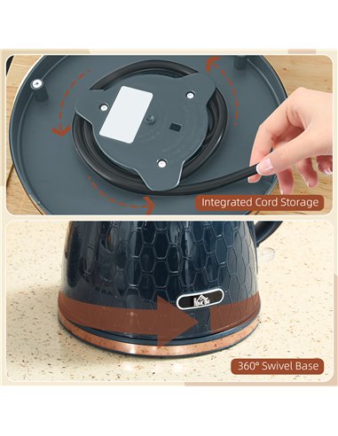 HOMCOM 3000W Rapid Boil Honeycomb Kettle - Dark Blue