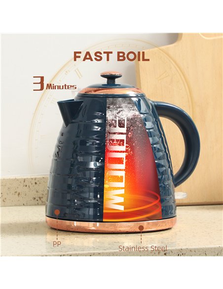 HOMCOM 3kW Rapid Boil Honeycomb Kettle - Dark Blue