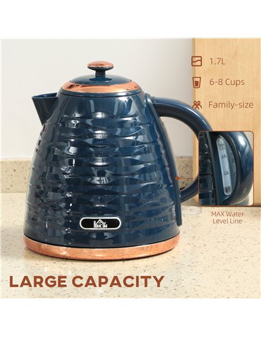 HOMCOM 3kW Rapid Boil Honeycomb Kettle - Dark Blue