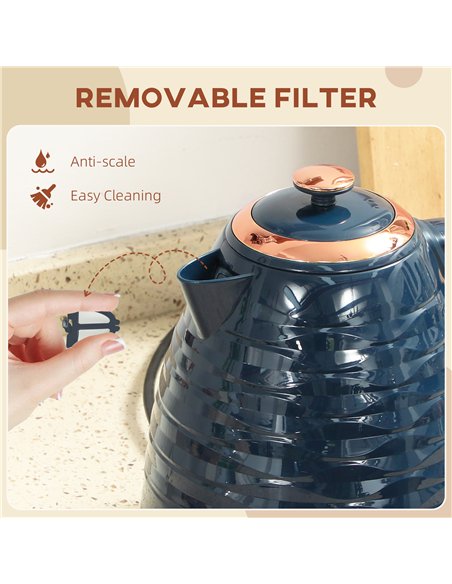 HOMCOM 3kW Rapid Boil Honeycomb Kettle - Dark Blue