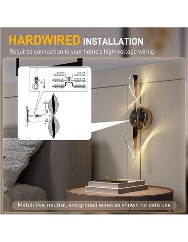 HOMCOM Led Wall Lamp 2 Pack, 13W Modern Indoor Spiral Wall Light, Colour Temperature Adjustable 3000K/4000K/6500K, for Bedroom, 