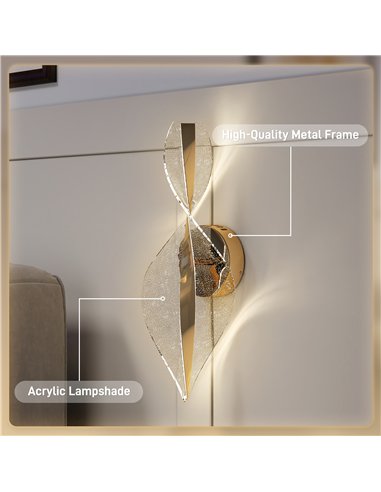 HOMCOM Led Wall Lamp 2 Pack, 13W Modern Indoor Spiral Wall Light, Colour Temperature Adjustable 3000K/4000K/6500K, for Bedroom, 