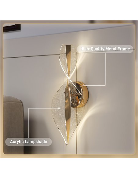 HOMCOM Led Wall Lamp 2 Pack, 13W Modern Indoor Spiral Wall Light, Colour Temperature Adjustable 3000K/4000K/6500K, for Bedroom, 