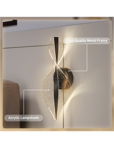 HOMCOM Led Wall Lamp 2 Pack, 13W Modern Indoor Spiral Wall Light, Colour Temperature Adjustable 3000K/4000K/6500K, for Bedroom, 