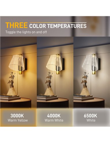 HOMCOM Led Wall Lamp 2 Pack, 5W Modern Indoor Starry Wall Light, Colour Temperature Adjustable 3000K/4000K/6500K, for Bedroom, L