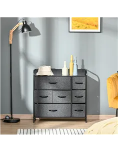 HOMCOM Chest of Drawers with 7 Foldable Drawers, 3-Tier Fabric Bedroom Dresser, Clothes Storage Unit for Bedroom, Living Room, G 2