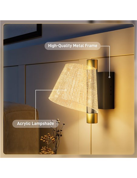 HOMCOM Led Wall Lamp 2 Pack, 5W Modern Indoor Starry Wall Light, Colour Temperature Adjustable 3000K/4000K/6500K, for Bedroom, L