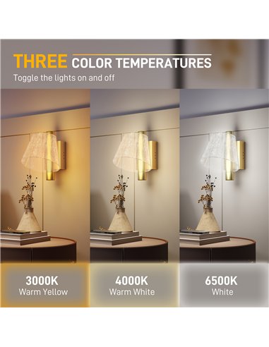 HOMCOM Led Wall Lamp 2 Pack, 5W Modern Indoor Starry Wall Light, Colour Temperature Adjustable 3000K/4000K/6500K, for Bedroom, L