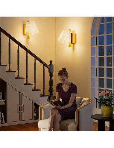 HOMCOM Led Wall Lamp 2 Pack, 5W Modern Indoor Starry Wall Light, Colour Temperature Adjustable 3000K/4000K/6500K, for Bedroom, L