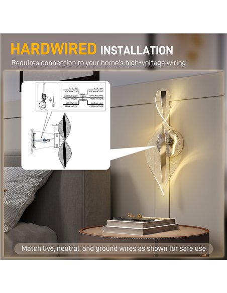 HOMCOM Led Wall Lamp 2 Pack, 13W Modern Indoor Spiral Wall Light, Colour Temperature Adjustable 3000K/4000K/6500K, for Bedroom, 