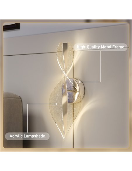 HOMCOM Led Wall Lamp 2 Pack, 13W Modern Indoor Spiral Wall Light, Colour Temperature Adjustable 3000K/4000K/6500K, for Bedroom, 