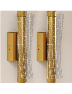 HOMCOM Led Wall Lamp 2 Pack, 9W Modern Indoor Geometric Mesh Wall Light, Colour Temperature Adjustable 3000K/4000K/6500K for Bed