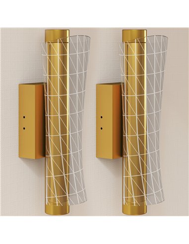 HOMCOM Led Wall Lamp 2 Pack, 9W Modern Indoor Geometric Mesh Wall Light, Colour Temperature Adjustable 3000K/4000K/6500K for Bed