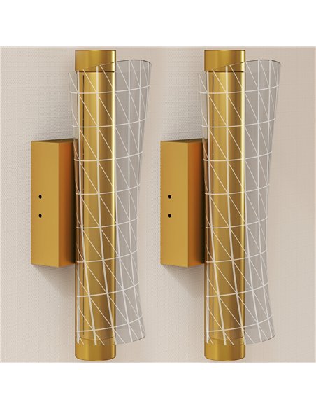 HOMCOM Led Wall Lamp 2 Pack, 9W Modern Indoor Geometric Mesh Wall Light, Colour Temperature Adjustable 3000K/4000K/6500K for Bed