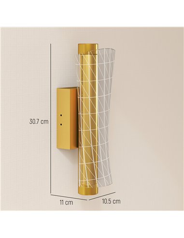 HOMCOM Led Wall Lamp 2 Pack, 9W Modern Indoor Geometric Mesh Wall Light, Colour Temperature Adjustable 3000K/4000K/6500K for Bed