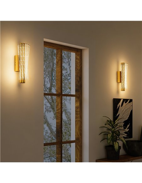 HOMCOM Led Wall Lamp 2 Pack, 9W Modern Indoor Geometric Mesh Wall Light, Colour Temperature Adjustable 3000K/4000K/6500K for Bed