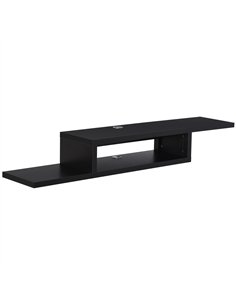 HOMCOM Floating TV Unit, Wall Mounted TV Stand with Open Shelf and 2 Cable Holes, Entertainment Unit for Living Room, Black