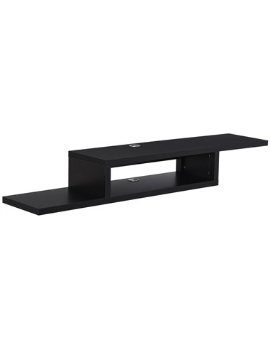 HOMCOM Floating TV Unit, Wall Mounted TV Stand with Open Shelf and 2 Cable Holes, Entertainment Unit for Living Room, Black