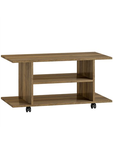 HOMCOM Modern TV Cabinet Stand Storage Shelves Table Mobile Bedroom Furniture Bookshelf Bookcase Walnut