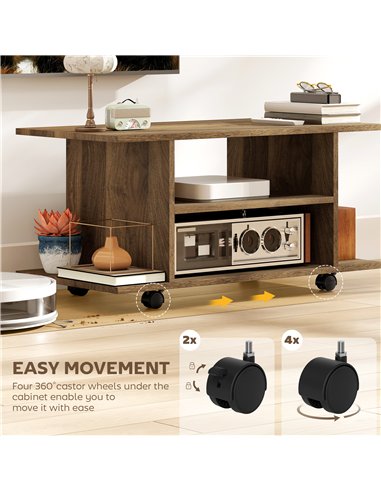 HOMCOM Modern TV Cabinet Stand Storage Shelves Table Mobile Bedroom Furniture Bookshelf Bookcase Walnut