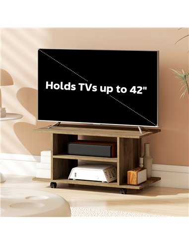 HOMCOM Modern TV Cabinet Stand Storage Shelves Table Mobile Bedroom Furniture Bookshelf Bookcase Walnut