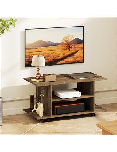 HOMCOM Modern TV Cabinet Stand Storage Shelves Table Mobile Bedroom Furniture Bookshelf Bookcase Walnut