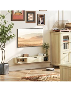 HOMCOM 120 cm Floating TV Unit for TVs up to 50 Inch - Natural 2