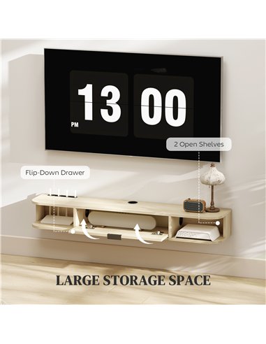 HOMCOM 120 cm Floating TV Unit for TVs up to 50 Inch - Natural