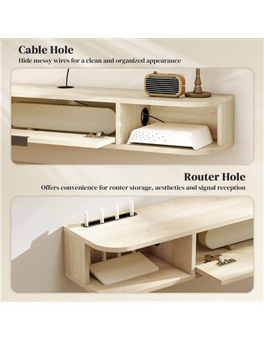 HOMCOM 120 cm Floating TV Unit for TVs up to 50 Inch - Natural