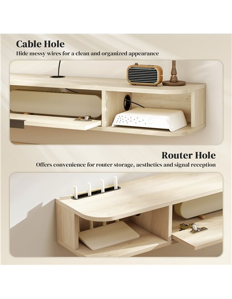 HOMCOM 120 cm Floating TV Unit for TVs up to 50 Inch - Natural