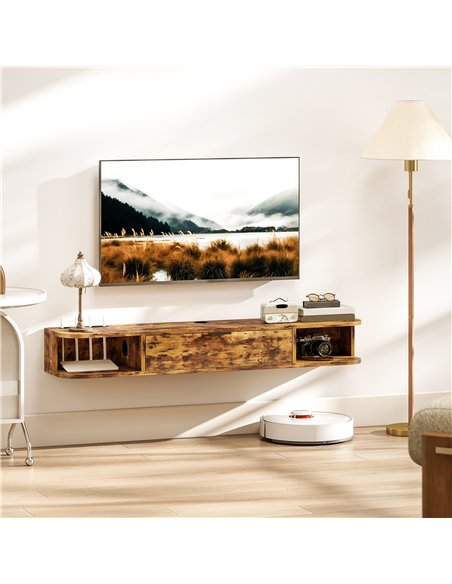 HOMCOM 120 cm Floating TV Unit for TVs up to 50 Inch - Rustic Brown
