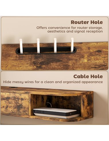 HOMCOM 120 cm Floating TV Unit for TVs up to 50 Inch - Rustic Brown