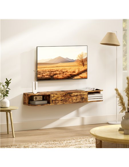 HOMCOM 120 cm Floating TV Unit for TVs up to 50 Inch - Rustic Brown