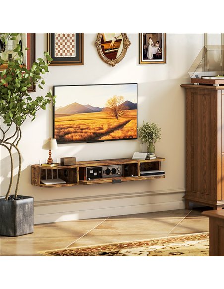 HOMCOM 120 cm Floating TV Unit for TVs up to 50 Inch - Rustic Brown