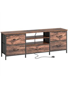 HOMCOM Multi-Storage Industrial TV Stand - Brown/Grey/Black