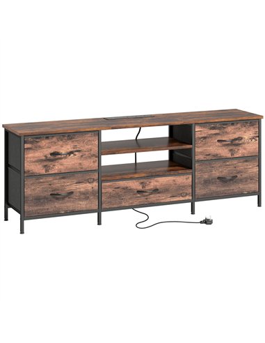 HOMCOM Multi-Storage Industrial TV Stand - Brown/Grey/Black