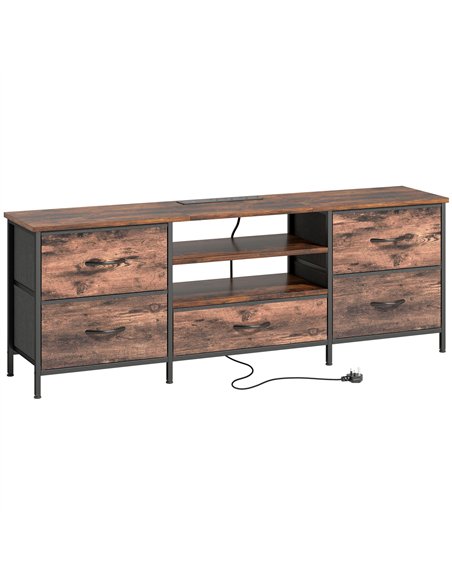 HOMCOM Multi-Storage Industrial TV Stand - Brown/Grey/Black