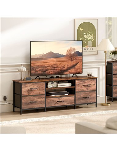 HOMCOM Multi-Storage Industrial TV Stand - Brown/Grey/Black