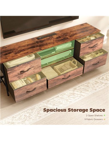 HOMCOM Multi-Storage Industrial TV Stand - Brown/Grey/Black