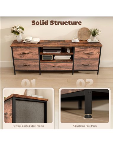 HOMCOM Multi-Storage Industrial TV Stand - Brown/Grey/Black